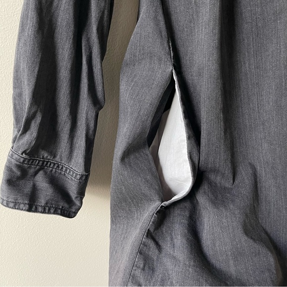 MADEWELL Washed Black Denim Long Sleeve Button Front Shirtdress - Picture 8 of 14